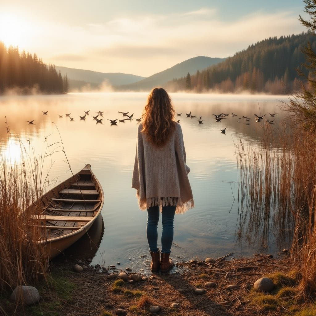 A peaceful lakeside just after sunrise (0 Likes)  by @Celestial