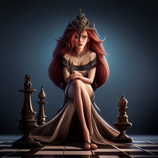 Chess queen on chessboard AI Generated 24118842 Stock Photo at