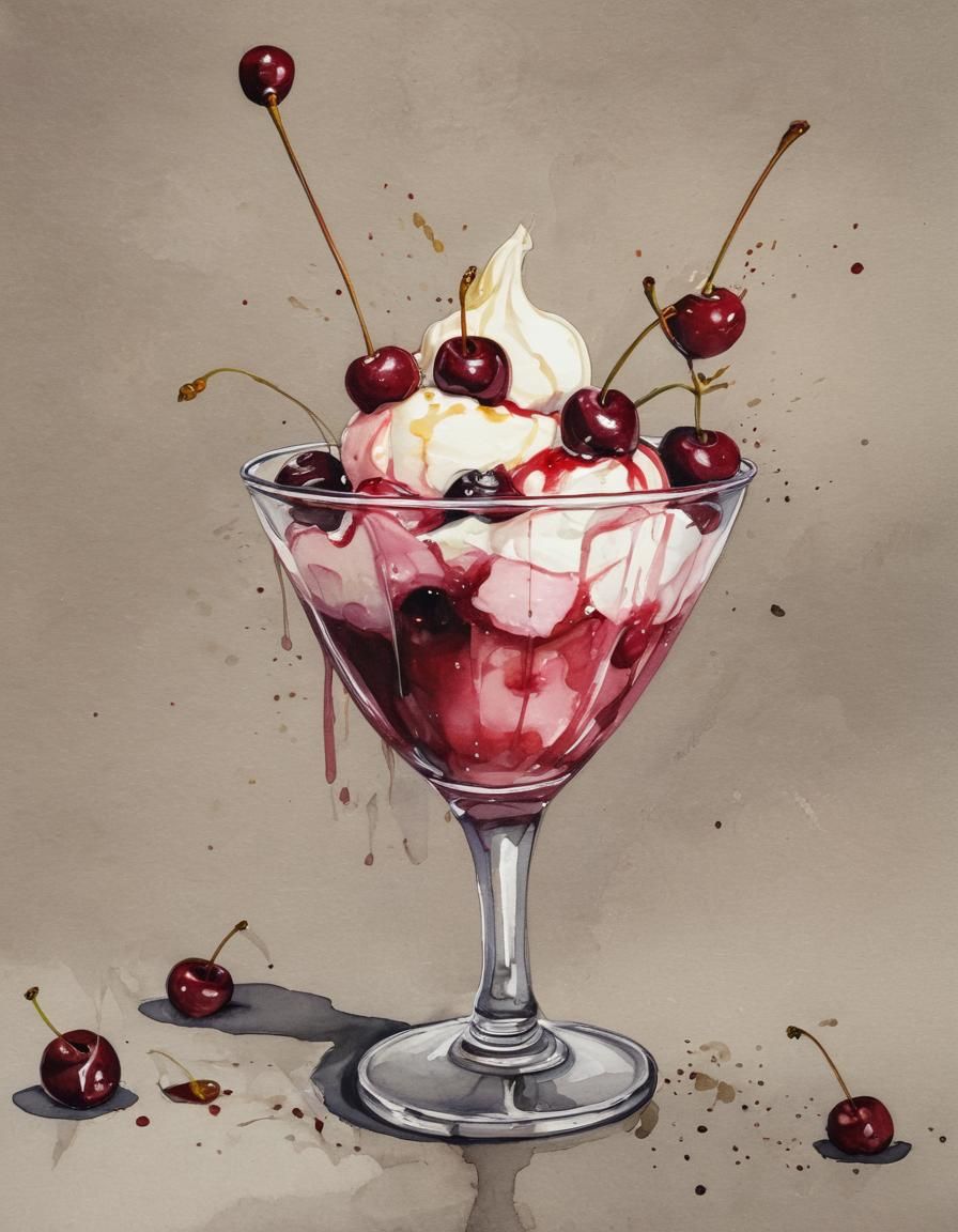 Cherries And Ice Cream - Ai Generated Artwork - Nightcafe Creator