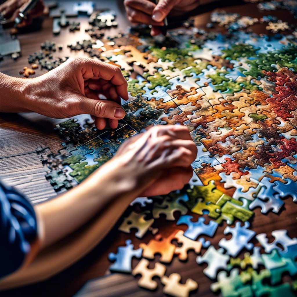 People Completing a Jigsaw Puzzle AI Generated Artwork NightCafe