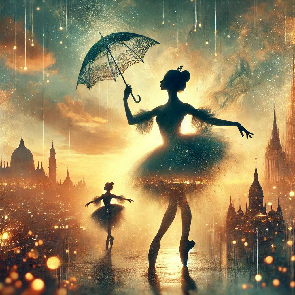 double exposure beautiful fantasy DALL-E 3 portrait landscape..