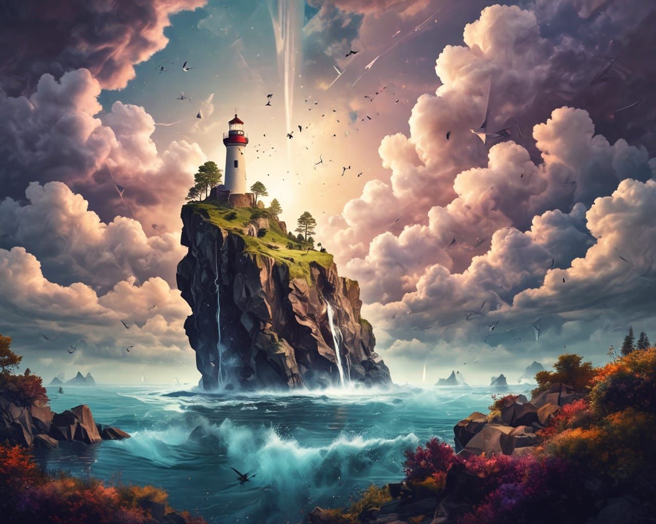 Lighthouse. Abstract scene.