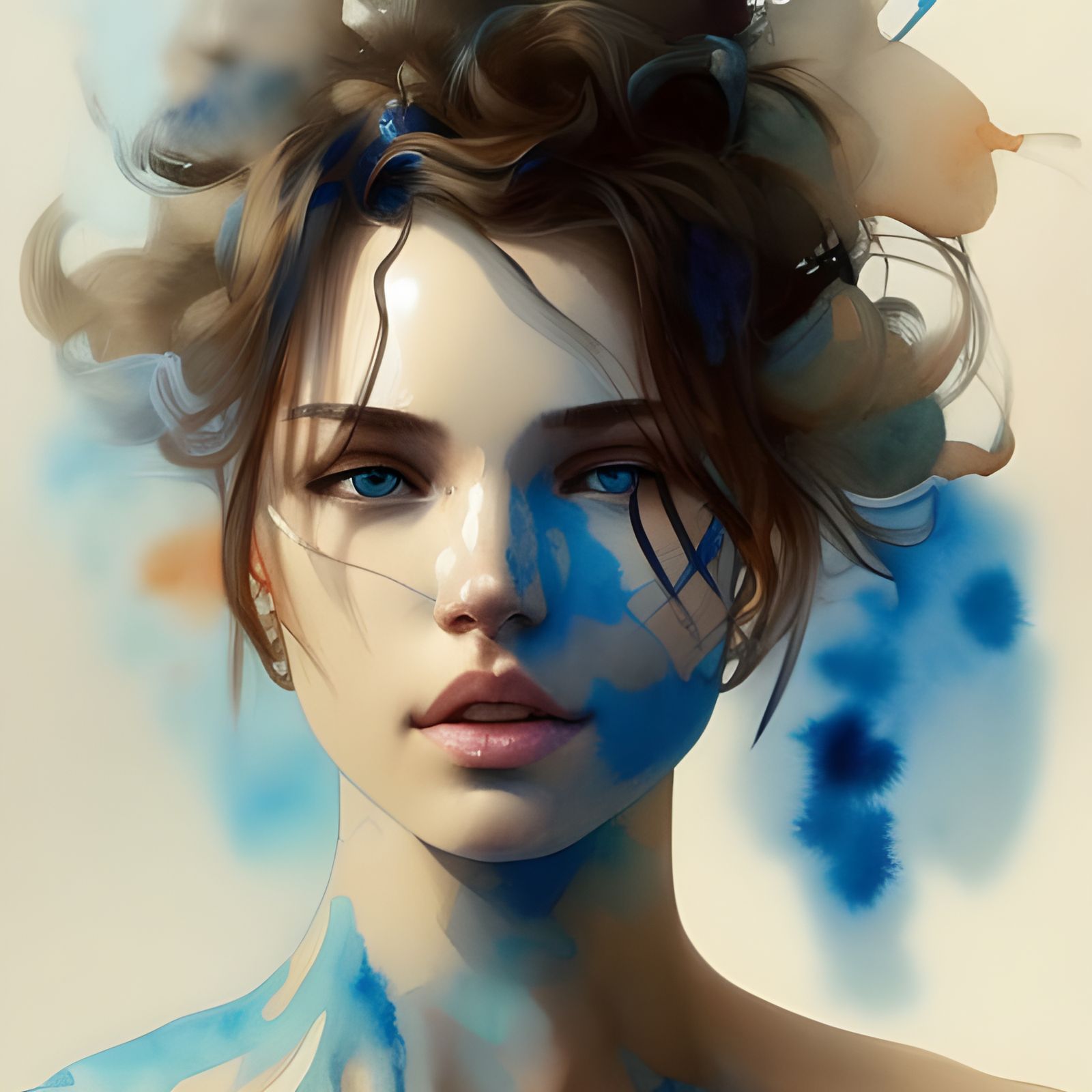 Stunning Watercolor Splash Portrait - AI Generated Artwork - NightCafe ...