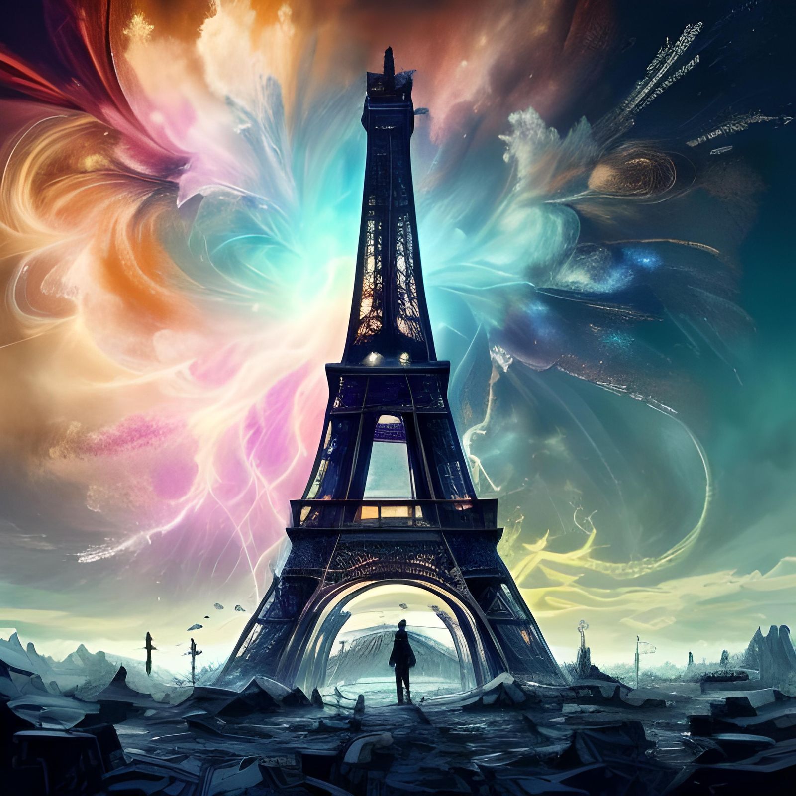 Eiffel tower+fireworks= - AI Generated Artwork - NightCafe Creator