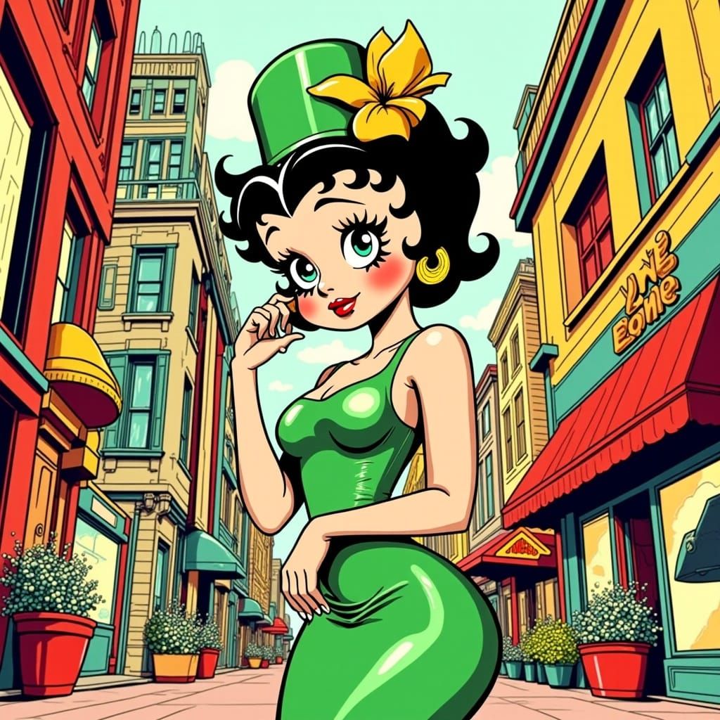  <lora:Snap Crackle Pop:1.0> Betty Boop green