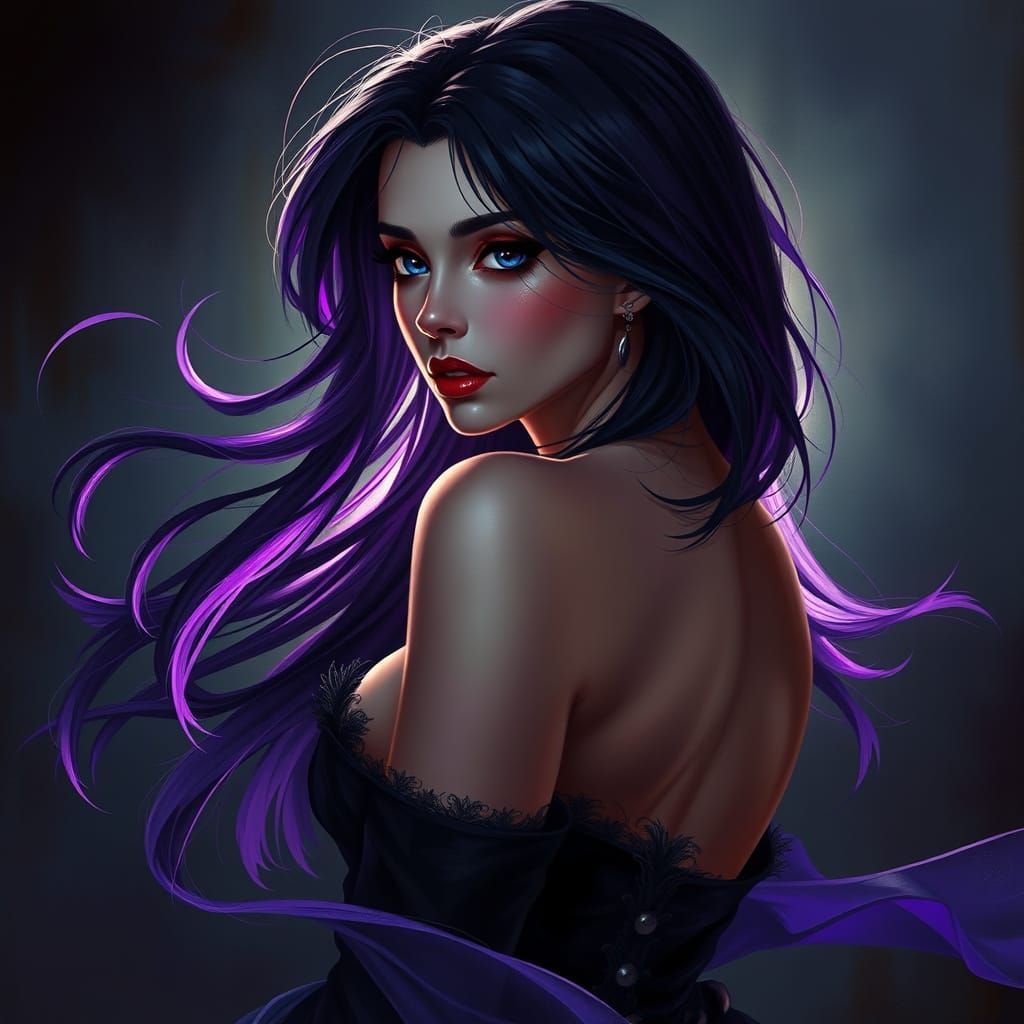 petite gothic female beauty pronounced drooping bust line se...