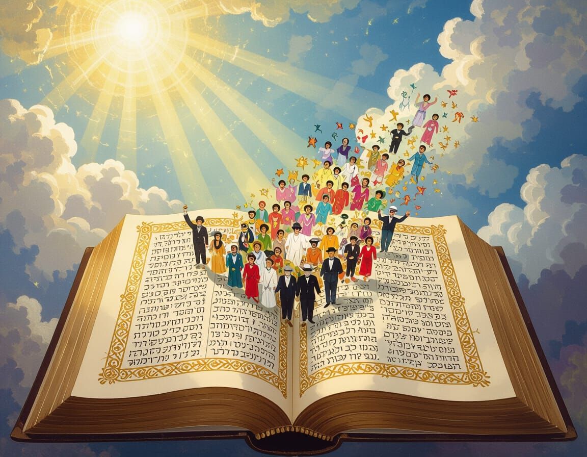 Open Book Releasing Jewish Figures into Divine Light
