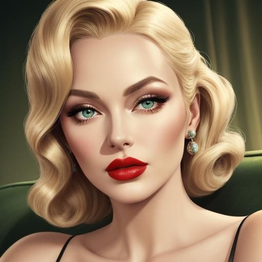 Classic Hollywood Pin-up Girl in Vintage Glamour Style