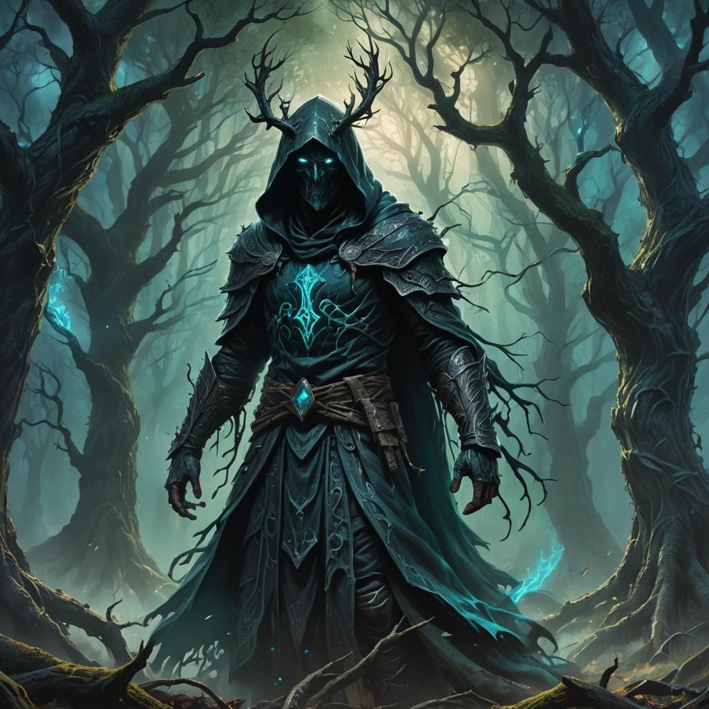 Ancient Dark Fantasy God in Haunted Forest