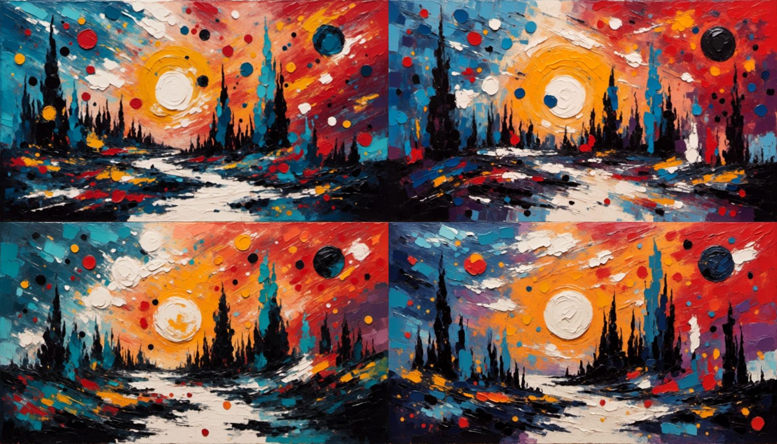 Abstract Cosmic Scene in Textured Impasto Style