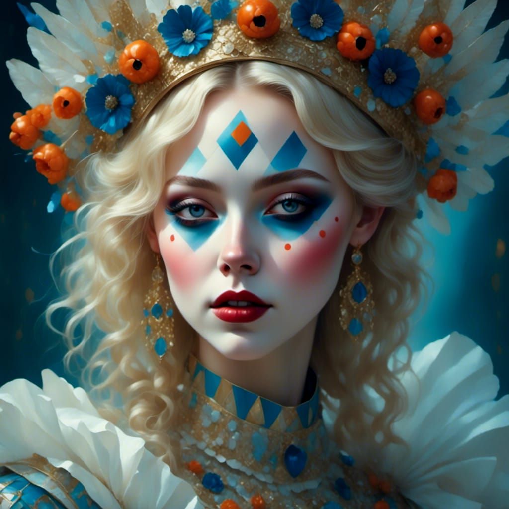 Sydney Sweeney as a Vintage Harlequin in Art Deco Elegance