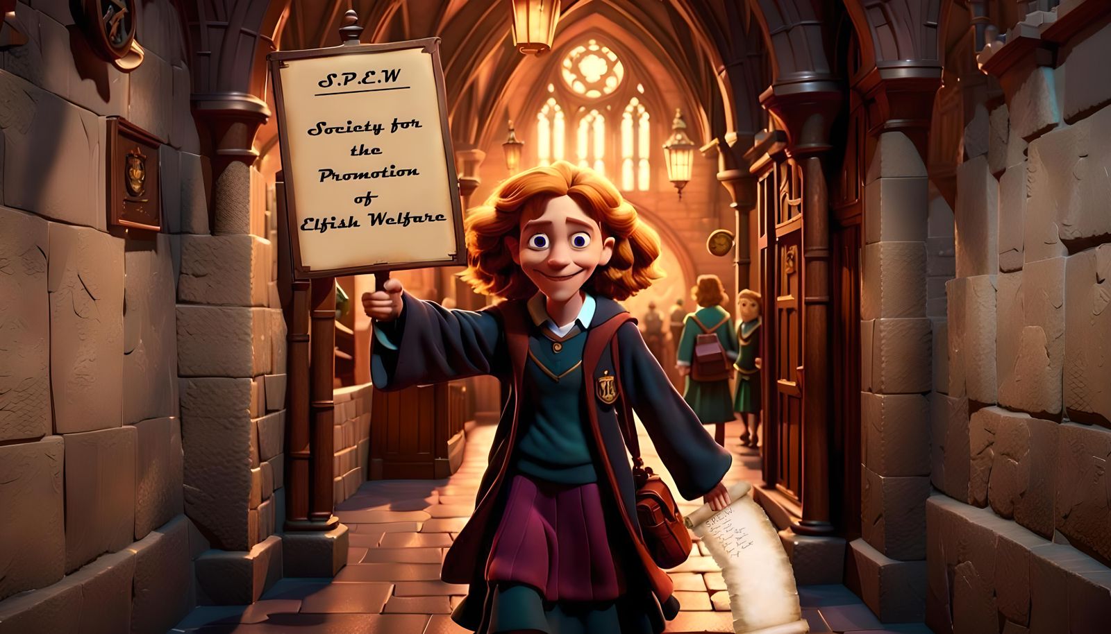 Hermine Granger protesting for S.P.E.W