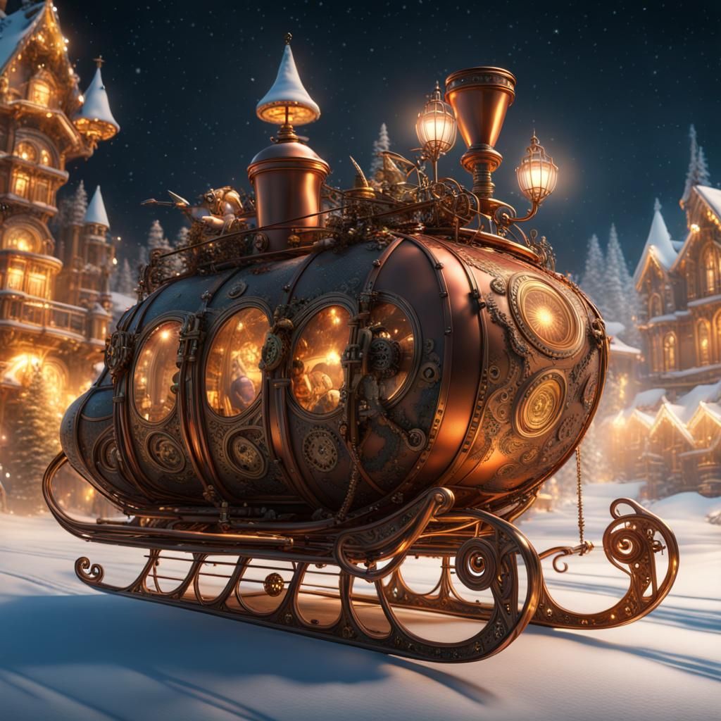 Santa's Steampunk Sleigh AI Generated Artwork NightCafe Creator