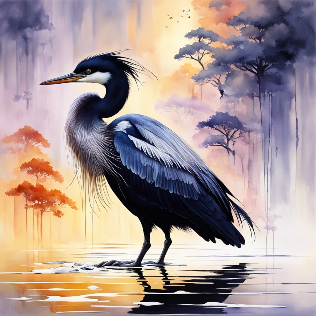 Cormorant Heron Walking   by @ken trent