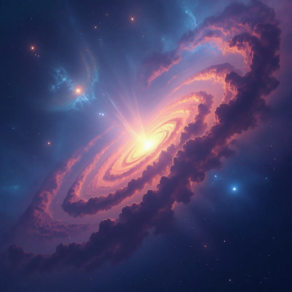Vibrant Swirling Nebula in Deep Space