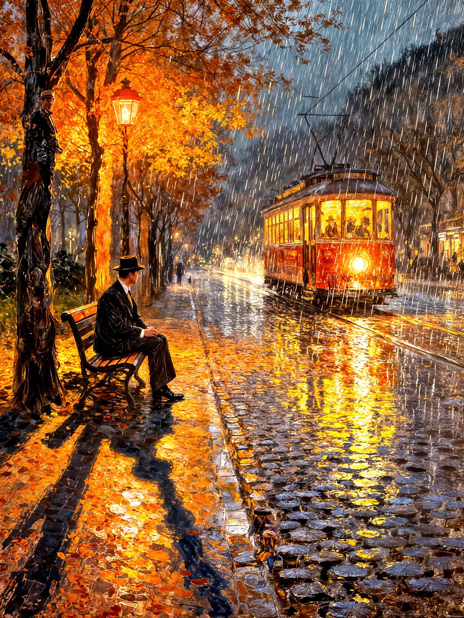 Rainy night tram  by @OneMich01