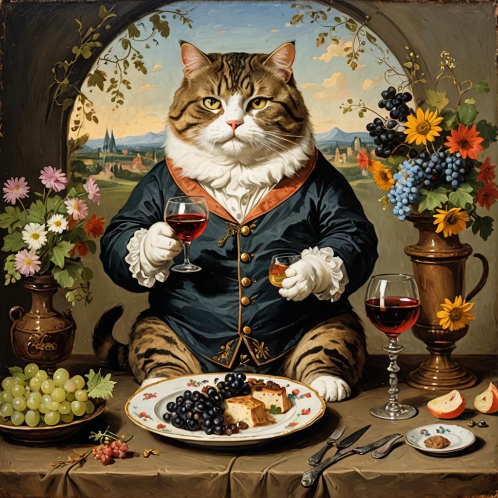 The hedonist cat  by @Renny Magritte