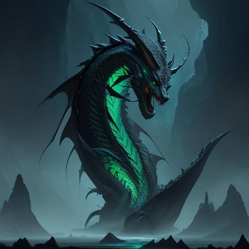 black and green dragon with Crystal blue eyes - AI Generated Artwork ...