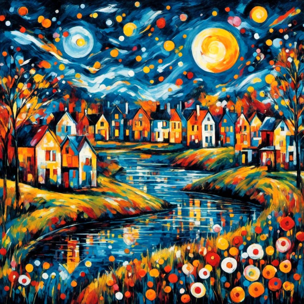 <lora:DadaismBoldColorXL:1.0> Starry Night