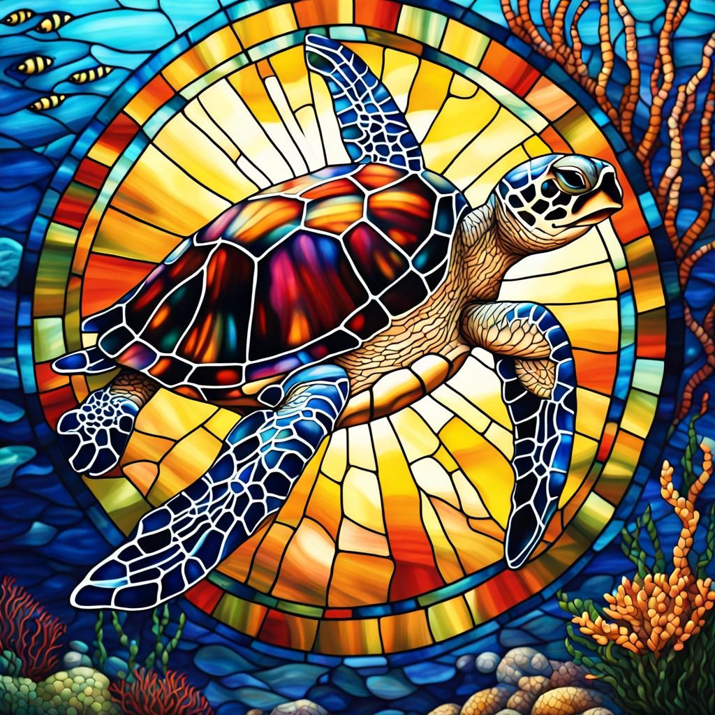 Mosaic of a beautiful sea-turtle  by @Lilsilverfish