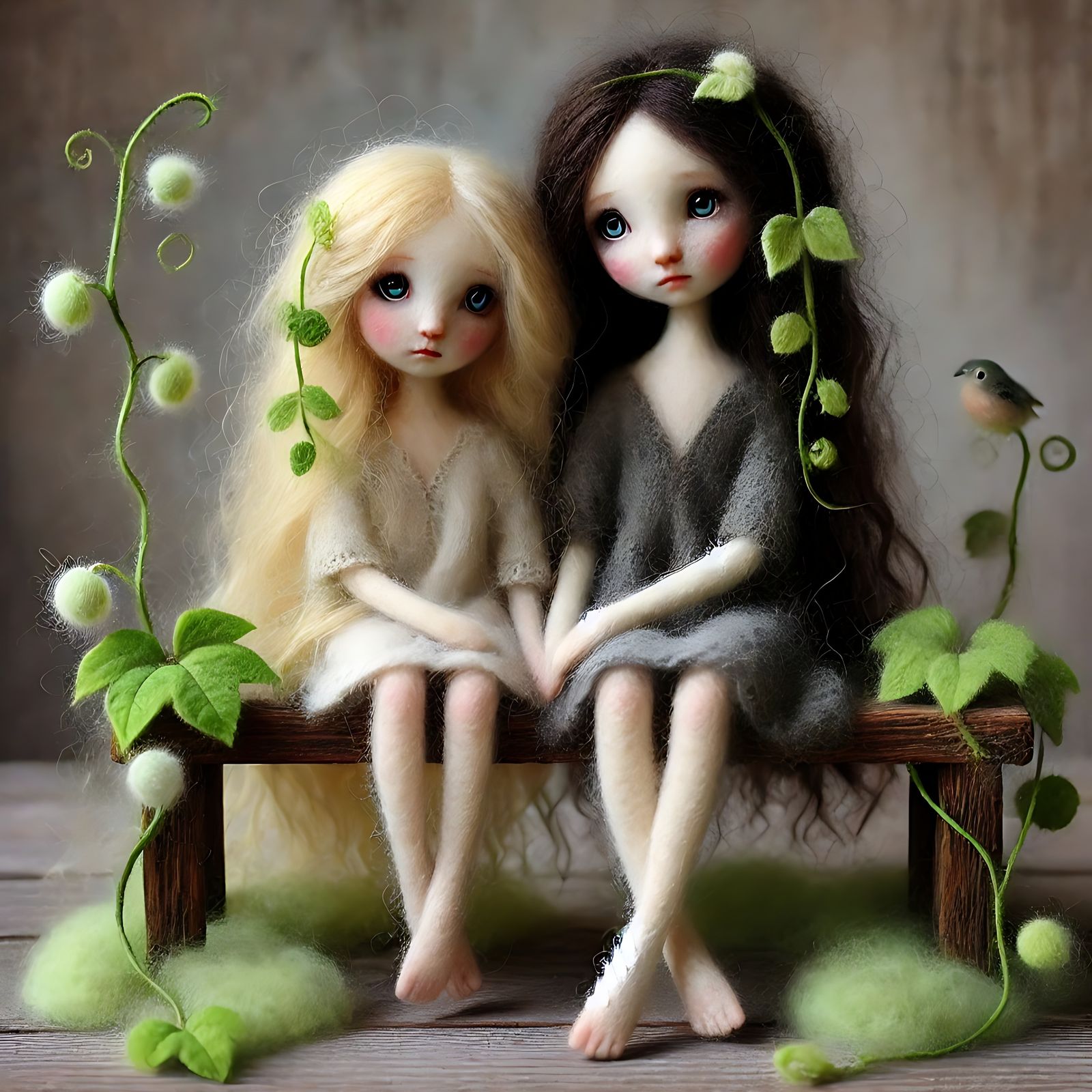 Wool-felted sisters