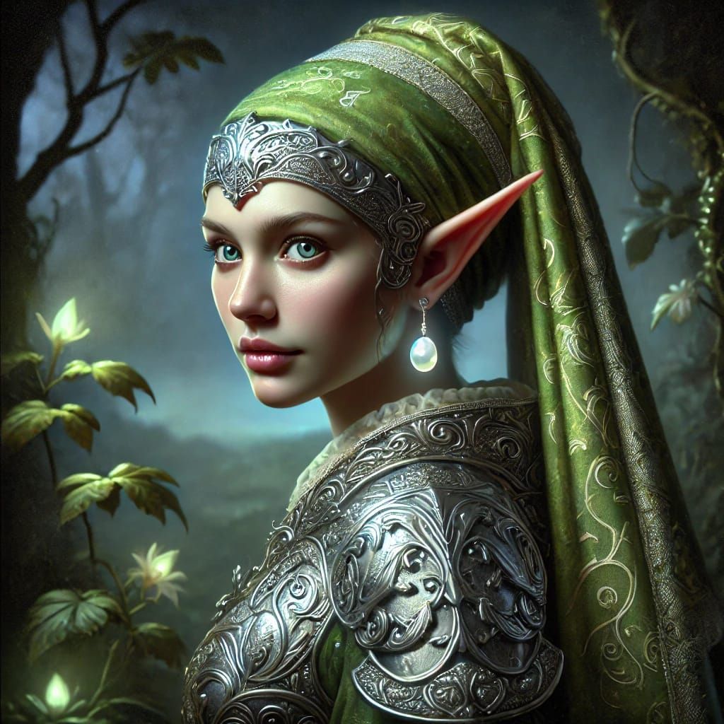 Elven Warrior Girl with a Pearl Earring
