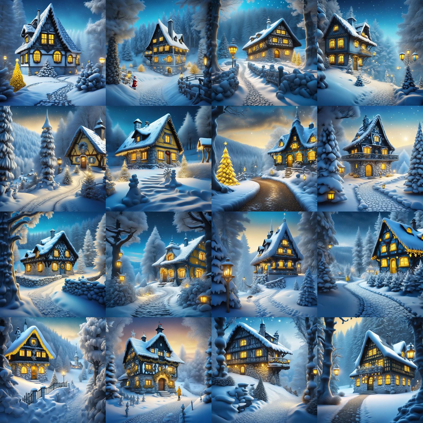 The Black Forest Germany with a stone cabin decorated for Christmas