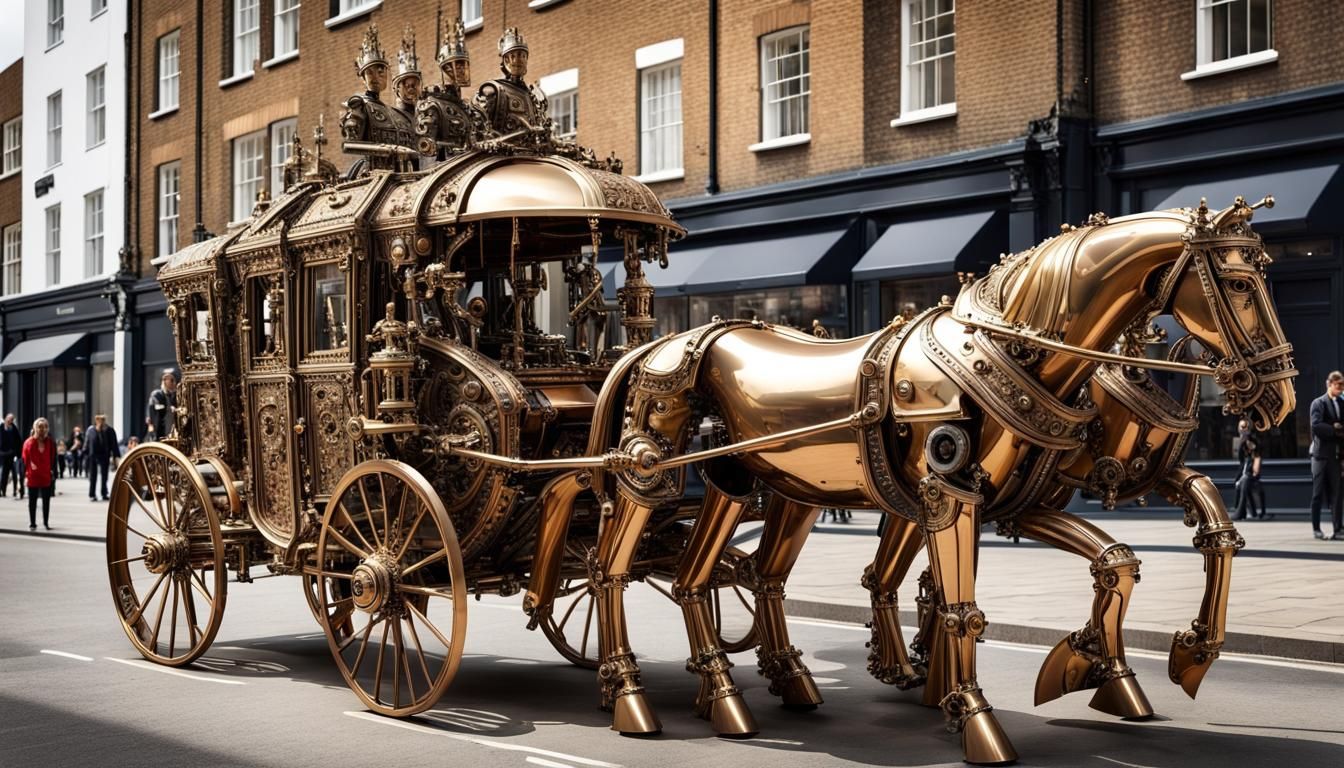 Steam punk royal carriage on London Street  by @undefined