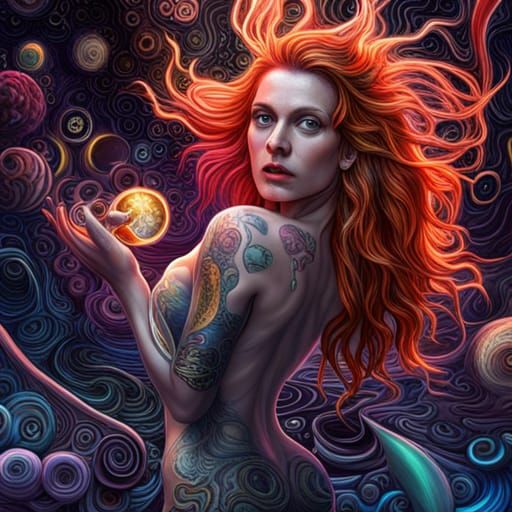 psychedelic mermaid steampunk, cosmic surrealism fantasy 8k ...