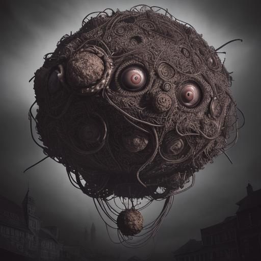 Flying Spaghetti Monster with meatball eyes AI Generated Artwork NightCafe Creator