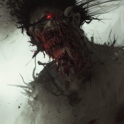 Gritty Horror Zombie Portrait in Dark, Gritty Style