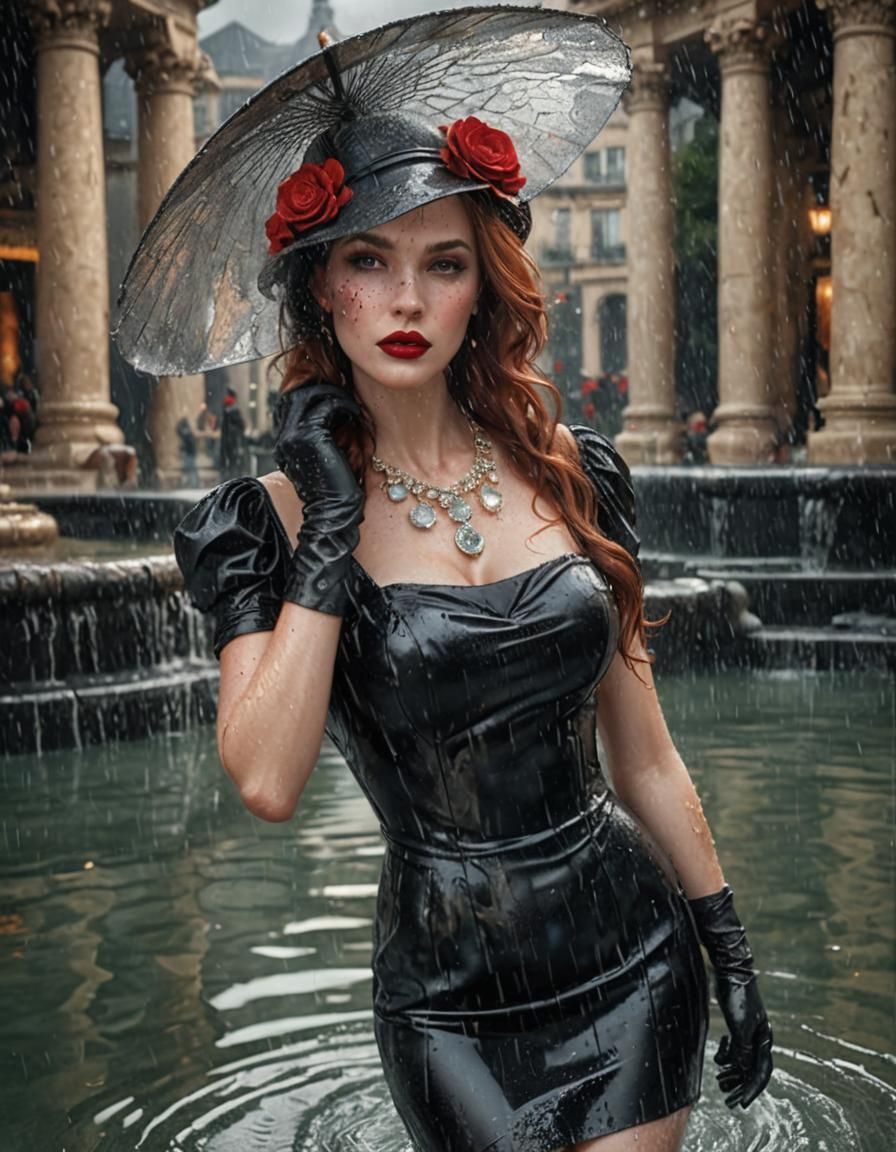 Stunning Woman Emerges from the Trocadero Fountain in a Spla...