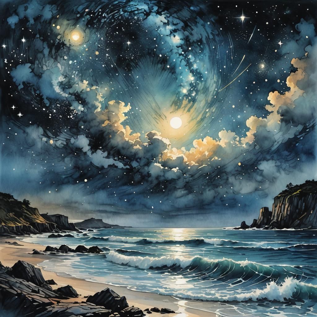 night ocean   by @Runaway Psychologist