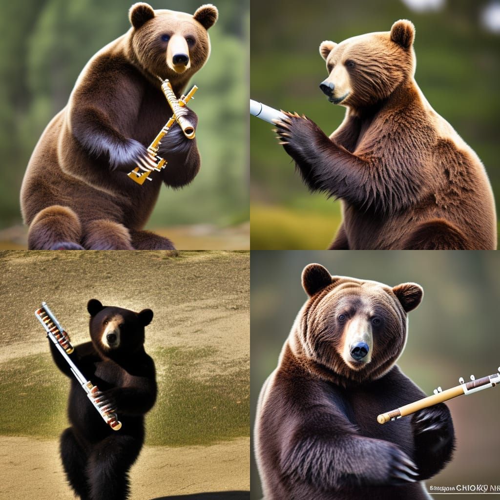 a bear playing a flute AI Generated Artwork NightCafe Creator