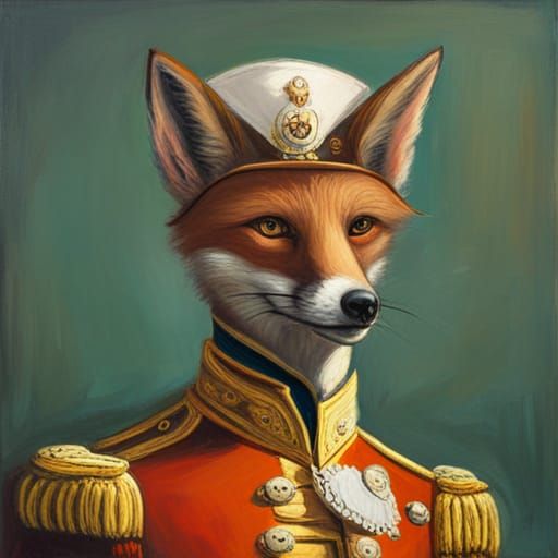 anthro fox wearing 18th century military outfit looking at viewer - AI ...