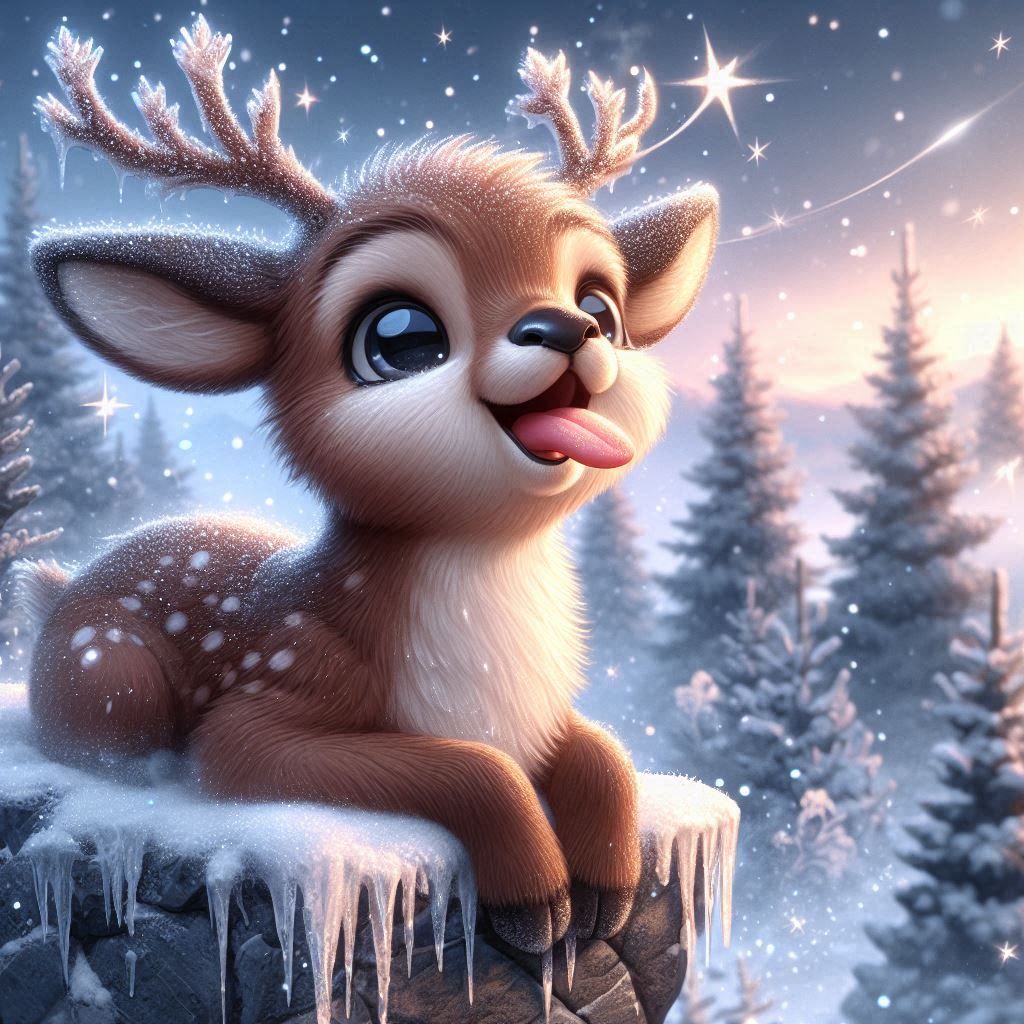 Little Cutie Patootie waiting for the falling snowflakes!