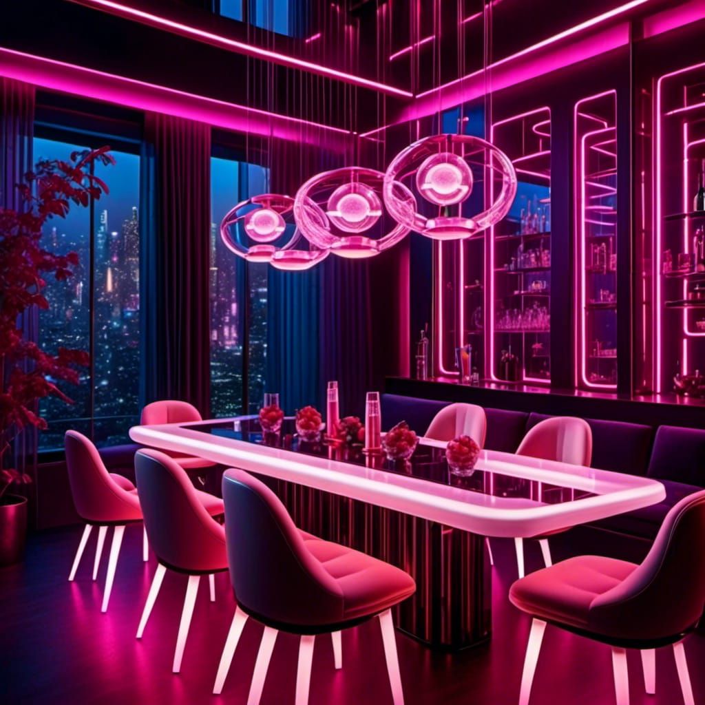 realistic, <lora:Cybernetics:1.0> a cyber dining set, soft glow,