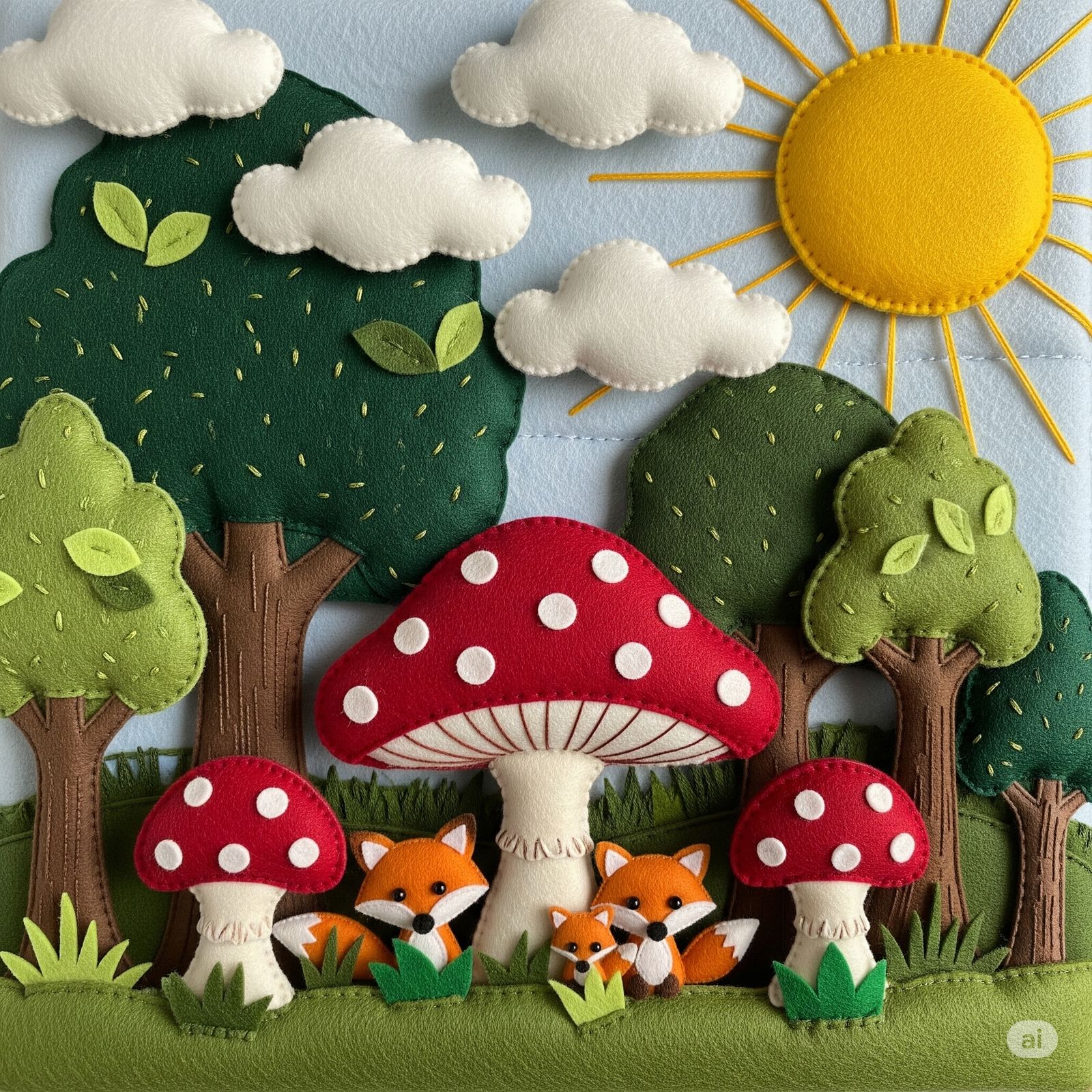 Whimsical Felt Forest Scene