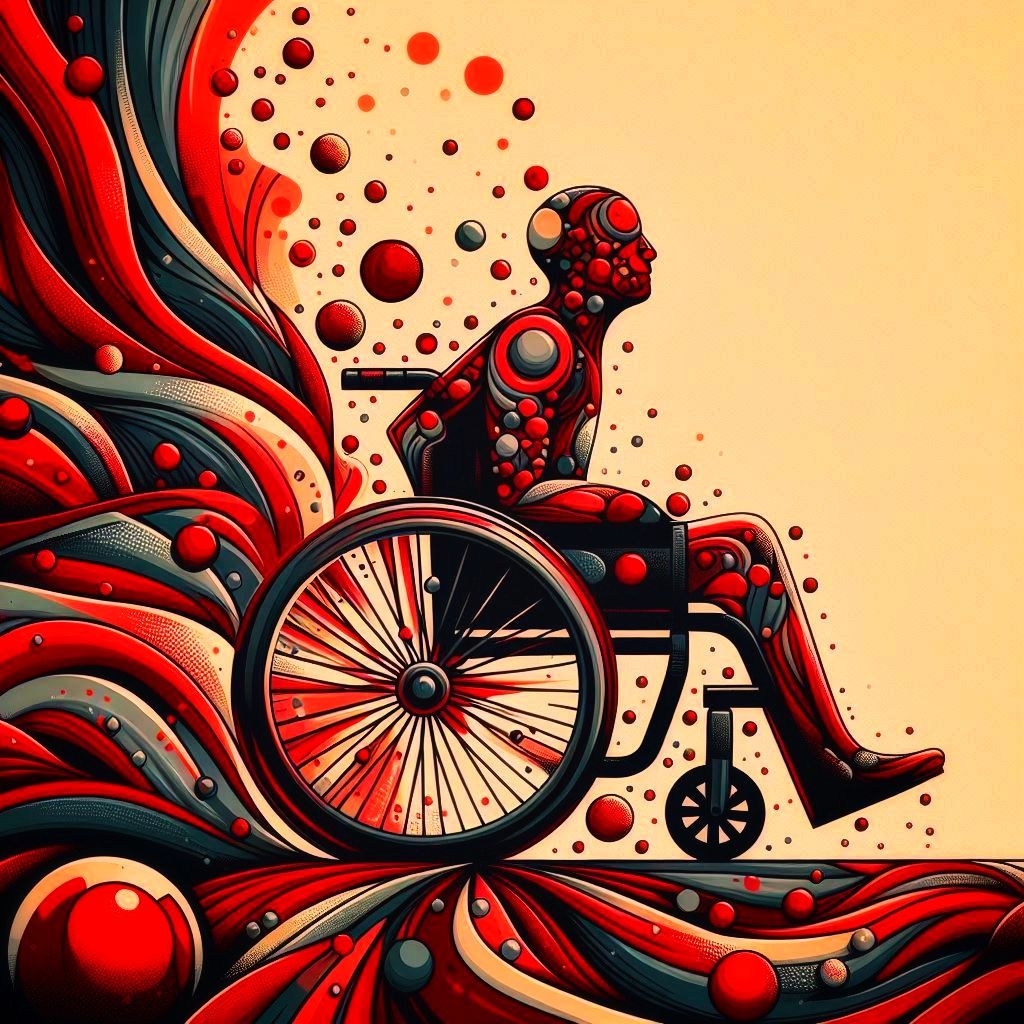 Abstract in red polkadots