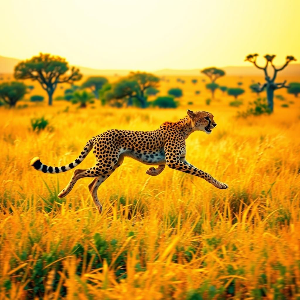 running cheetah in savannah as a Ishihara color blind test