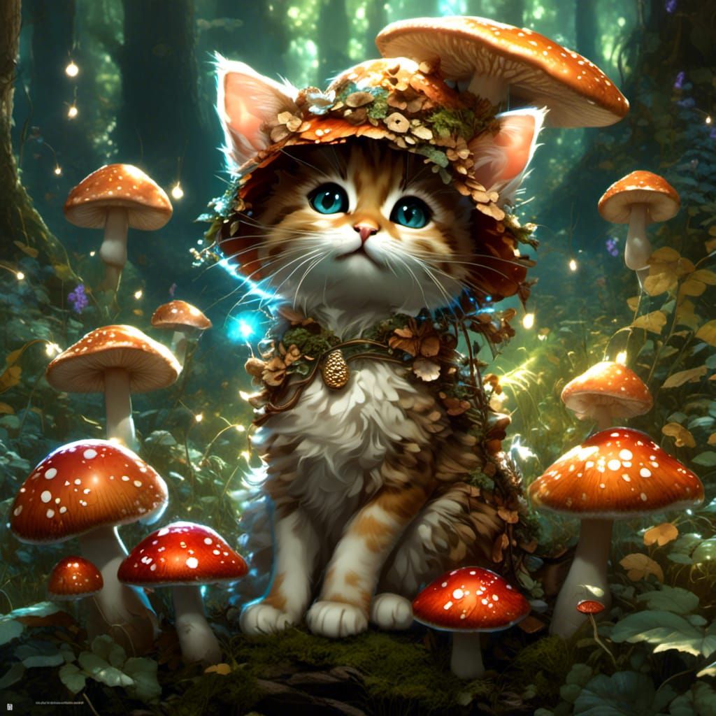 Enchanted mushroom kitten  by @Sapphire