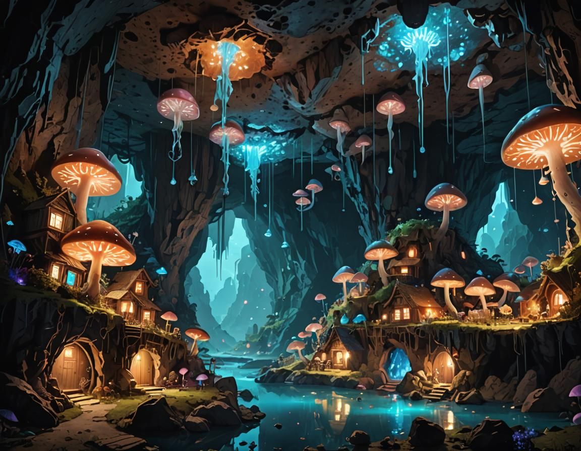 Fantasy Landscapes - The Muschroom  Portal Village 🍄  by @Funverhau