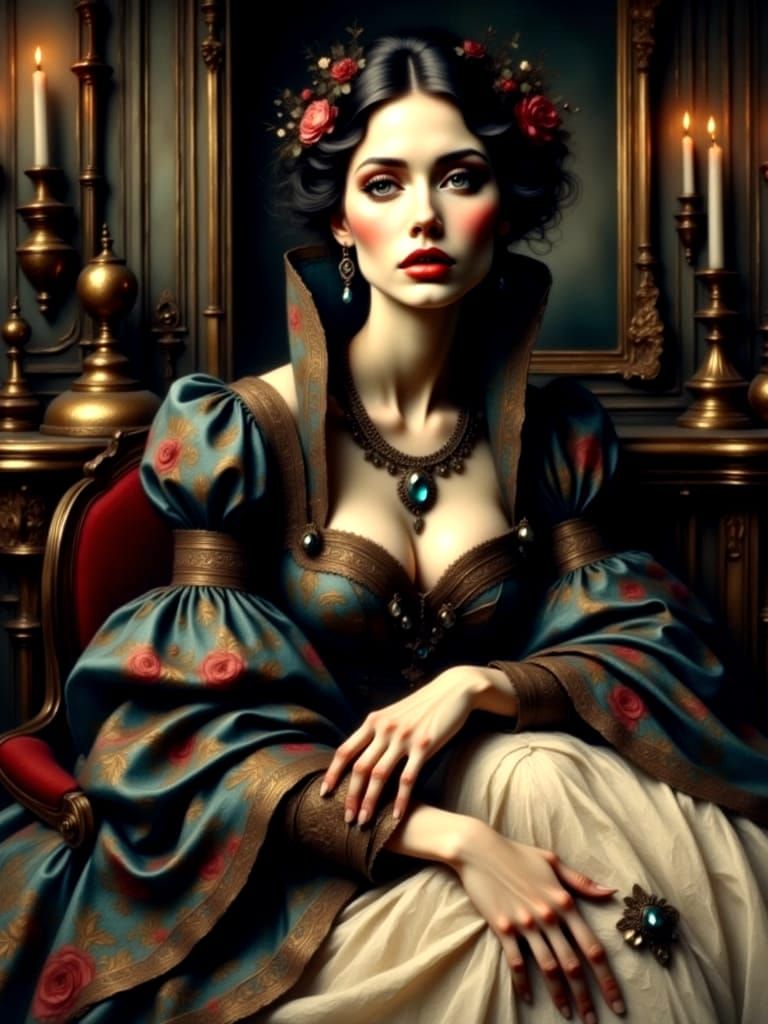 "What is she communicating?"

<lora:Romance:1.0> <lora:BookCover Flux:1.0> trending on Artstation Unreal Engine 8k resolution concept art renaissance painting impressioni...