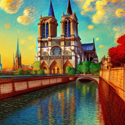 Notre Dame paint - AI Generated Artwork - NightCafe Creator