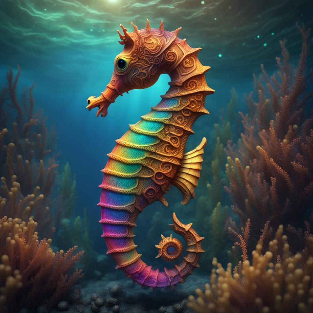 RAINBOW SEAHORSES 2 - AI Generated Artwork - NightCafe Creator