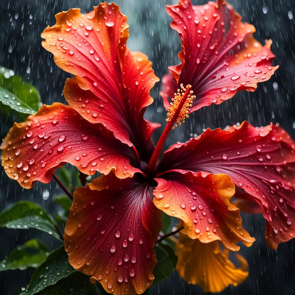 Wet Hibiscus   by @Rosie