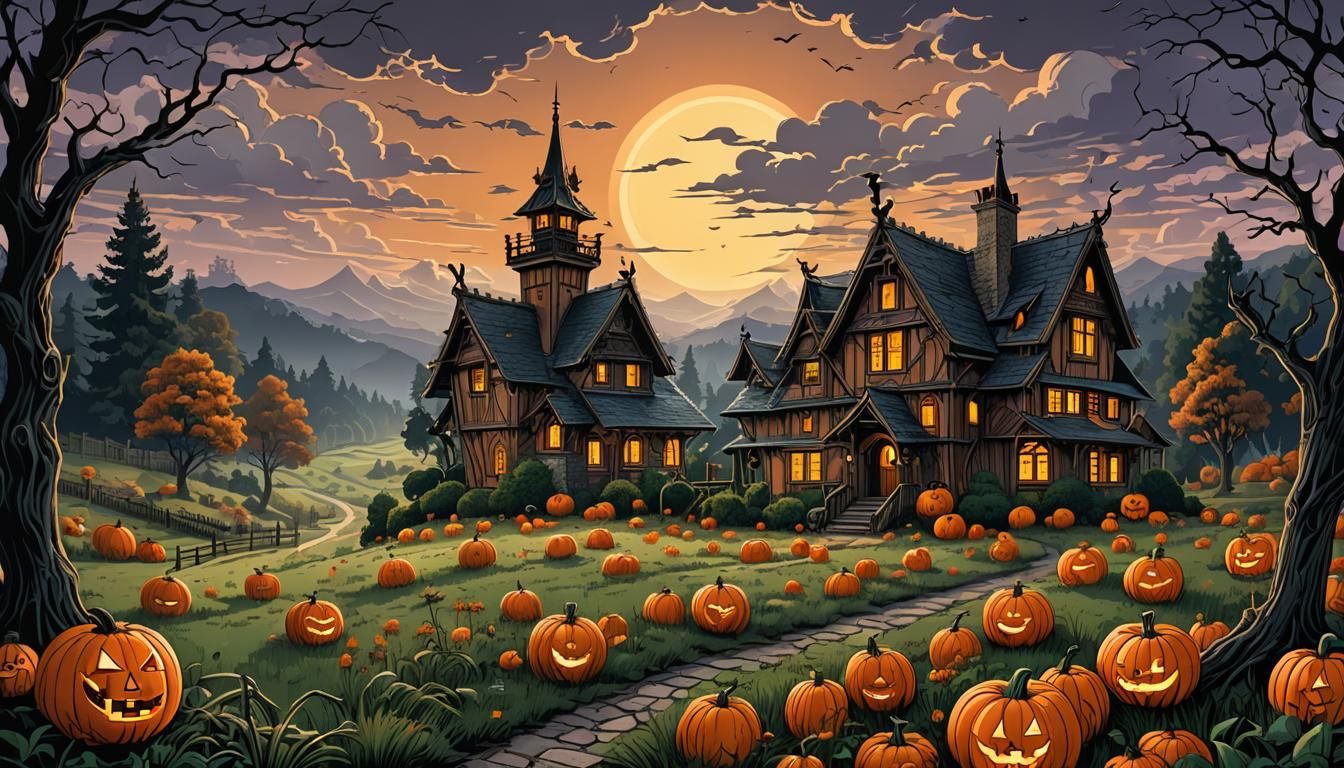 house, meadow, dawn  by @Base the Bass