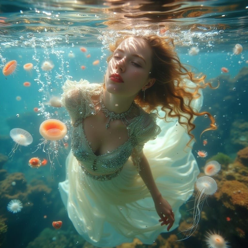 <lora:Starry eyes:1.0> A young woman with a gentle smile and flowing locks of golden hair, wearing a stunning, intricately designed evening...