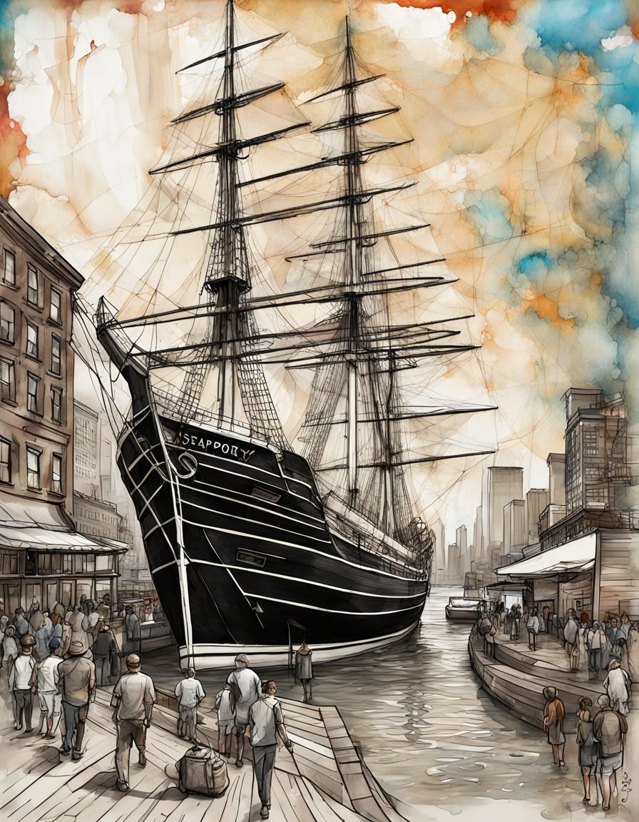 Tall ship Wavertree on a cloudy morning