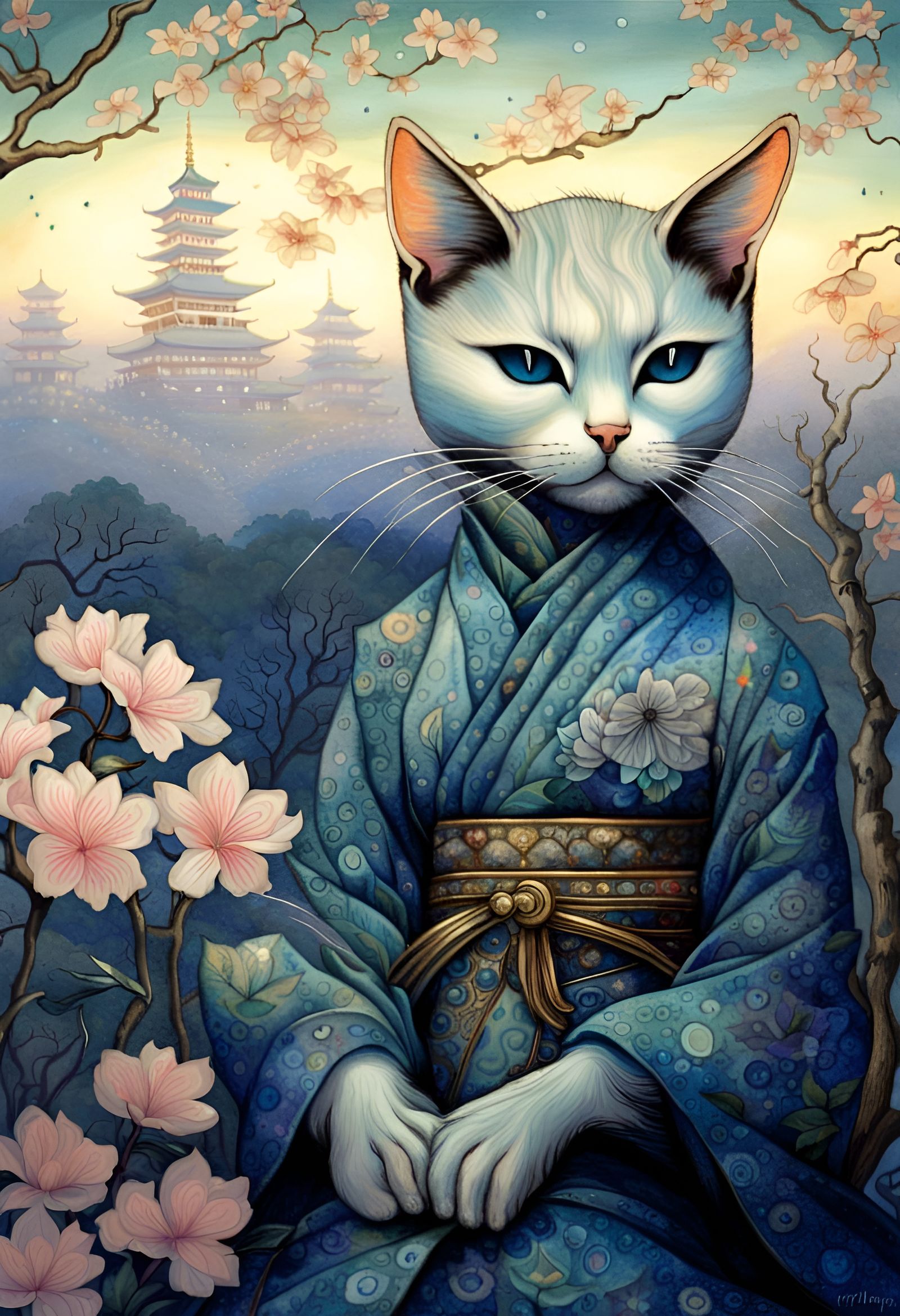 Ninja Cat visiting Kyoto - AI Generated Artwork - NightCafe Creator